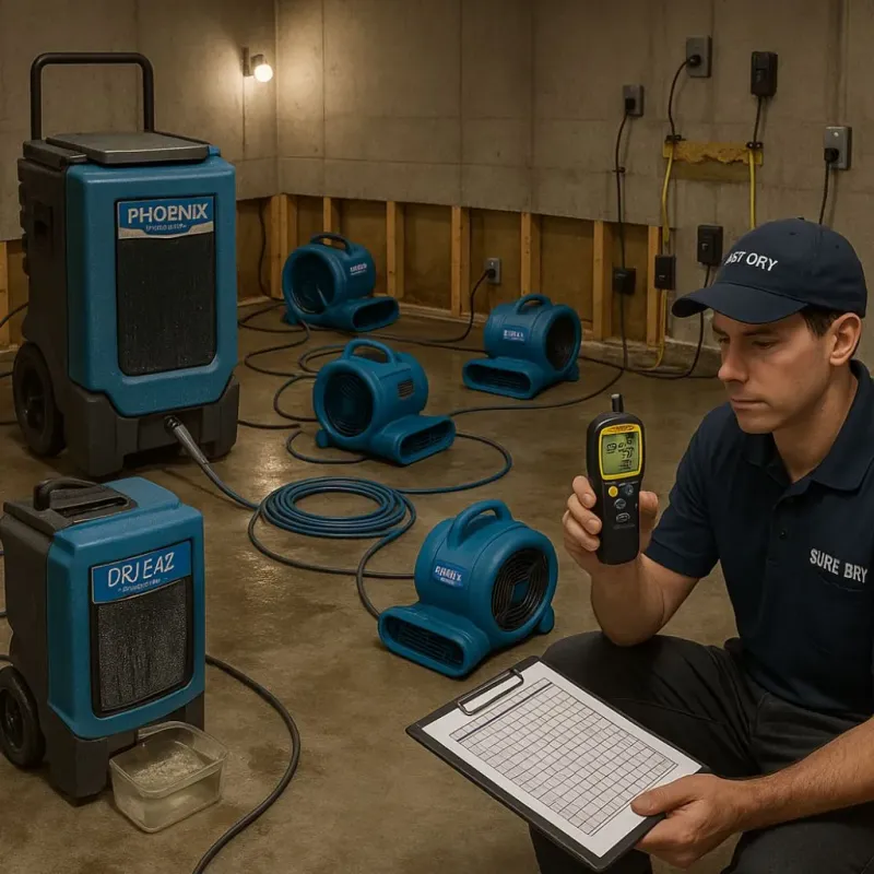 Structural Drying and Dehumidification process in Temple, TX